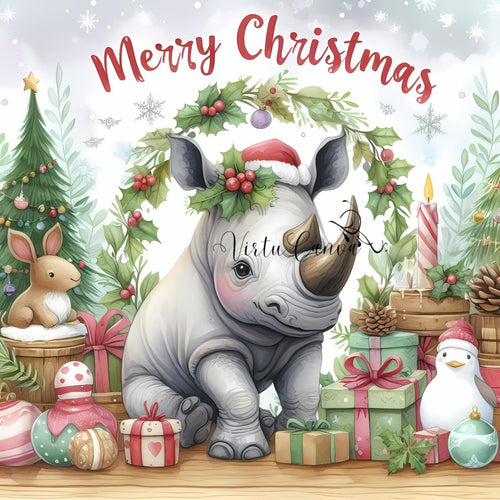African Christmas Watercolour Clipart Bundle – Safari Animals | 14 PNG Instant Download