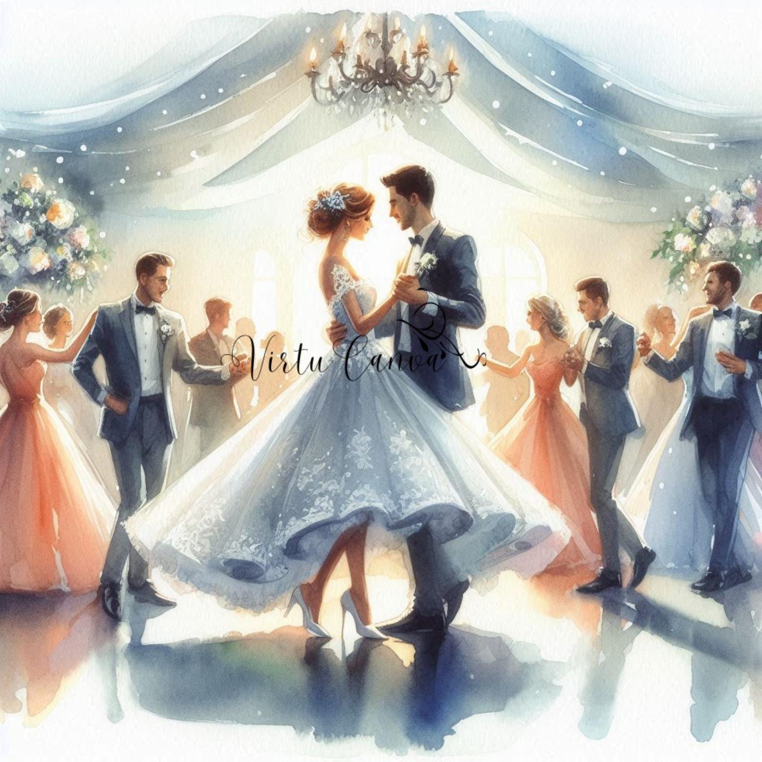Watercolour Wedding PNG Clipart Bundle | 40 Bride & Groom Digital Images | Instant Download