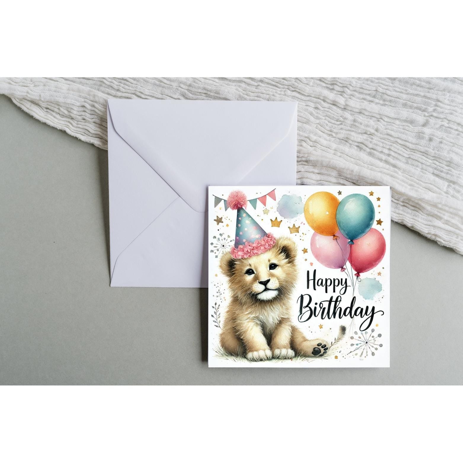 African Animal Happy Birthday Clipart, Watercolour PNG Images (Digital Download)