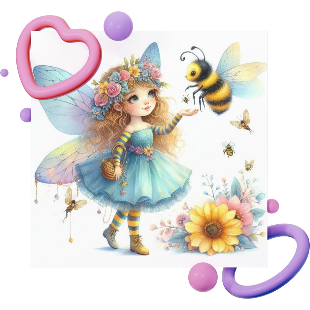 Fairy & Bee Whimsical Clipart Bundle – 10 PNG Instant Download