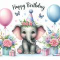 African Animal Happy Birthday Clipart, Watercolour PNG Images (Digital Download)