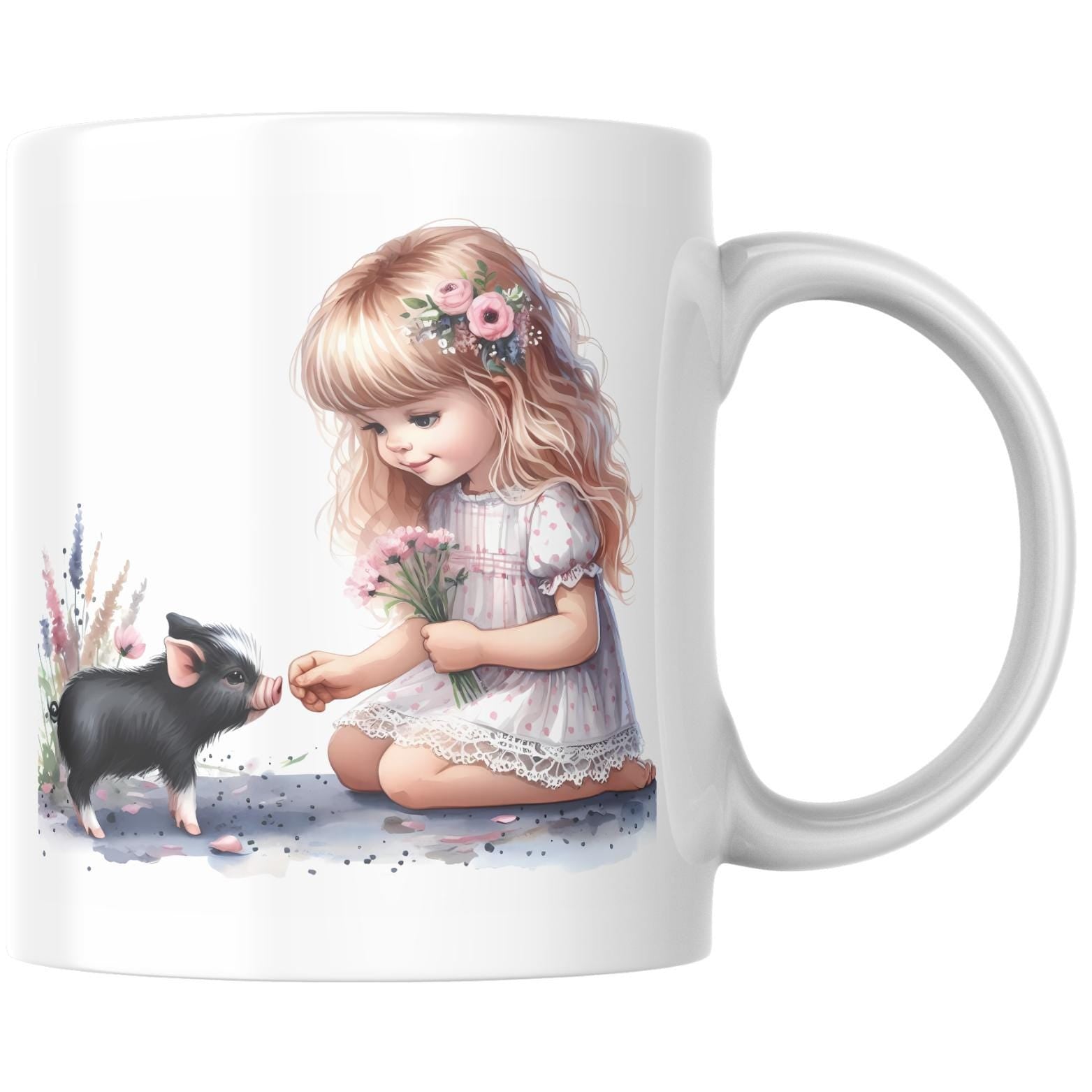 Watercolour Girl & Pig Clipart Bundle – 11 PNG Instant Download