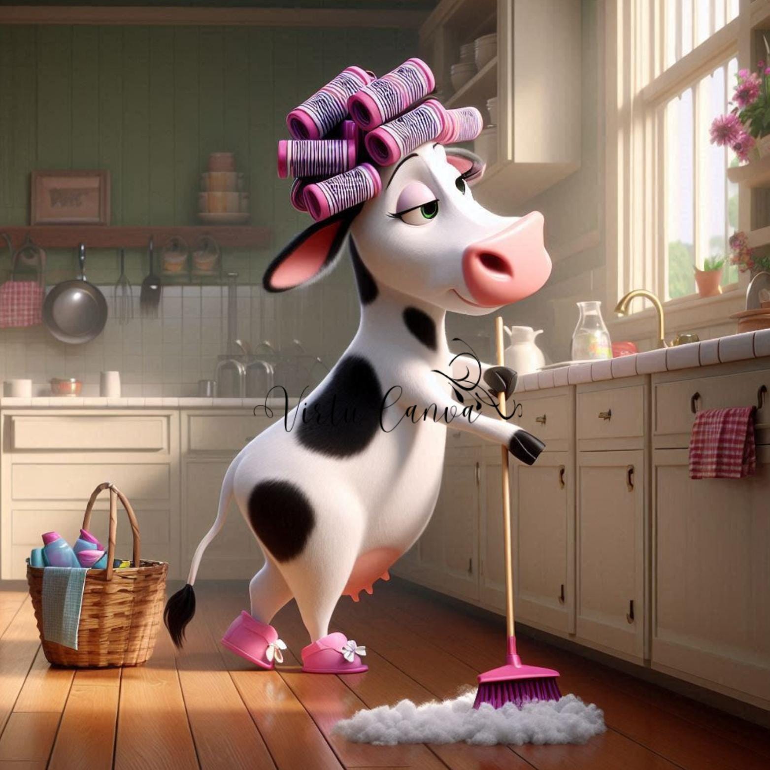 Funny Housework Cow PNG Clipart | 18 Digital Images | Instant Download