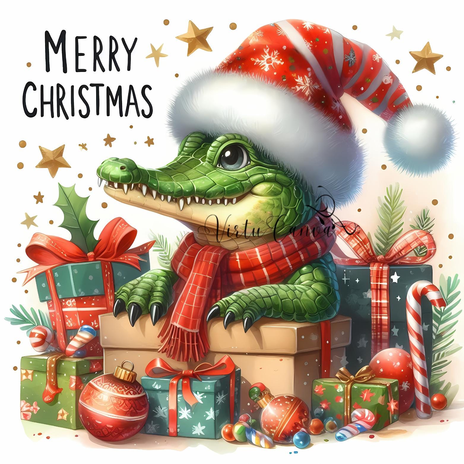 African Christmas Animal Clipart Bundle – Watercolour Safari Xmas | 14 PNG Instant Download