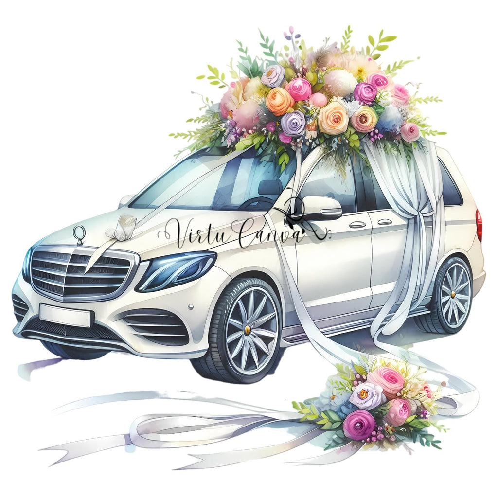 Wedding Clipart Bundle – Floral & Champagne PNG Images | 26 PNG Instant Download