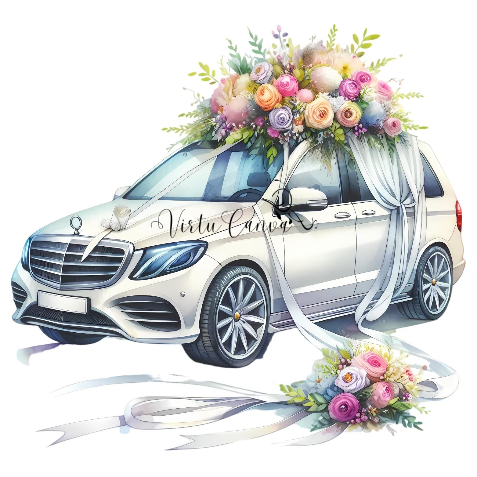 Wedding Clipart Bundle – Floral & Champagne PNG Images | 26 PNG Instant Download