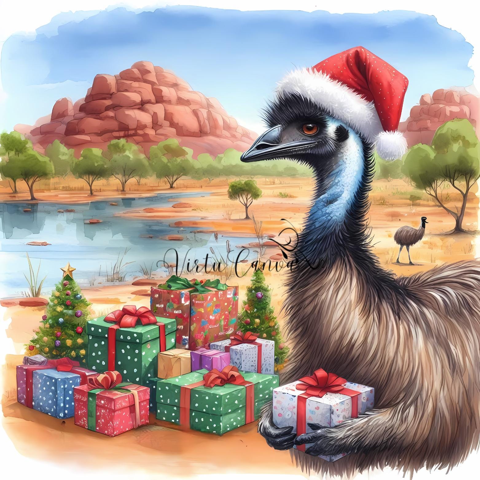 Australian Christmas Animals Watercolour Clipart Bundle – 17 PNG Instant Download