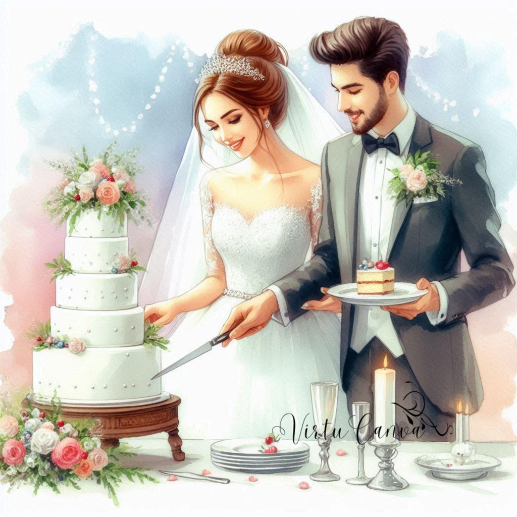 Watercolour Wedding PNG Clipart Bundle | 40 Bride & Groom Digital Images | Instant Download