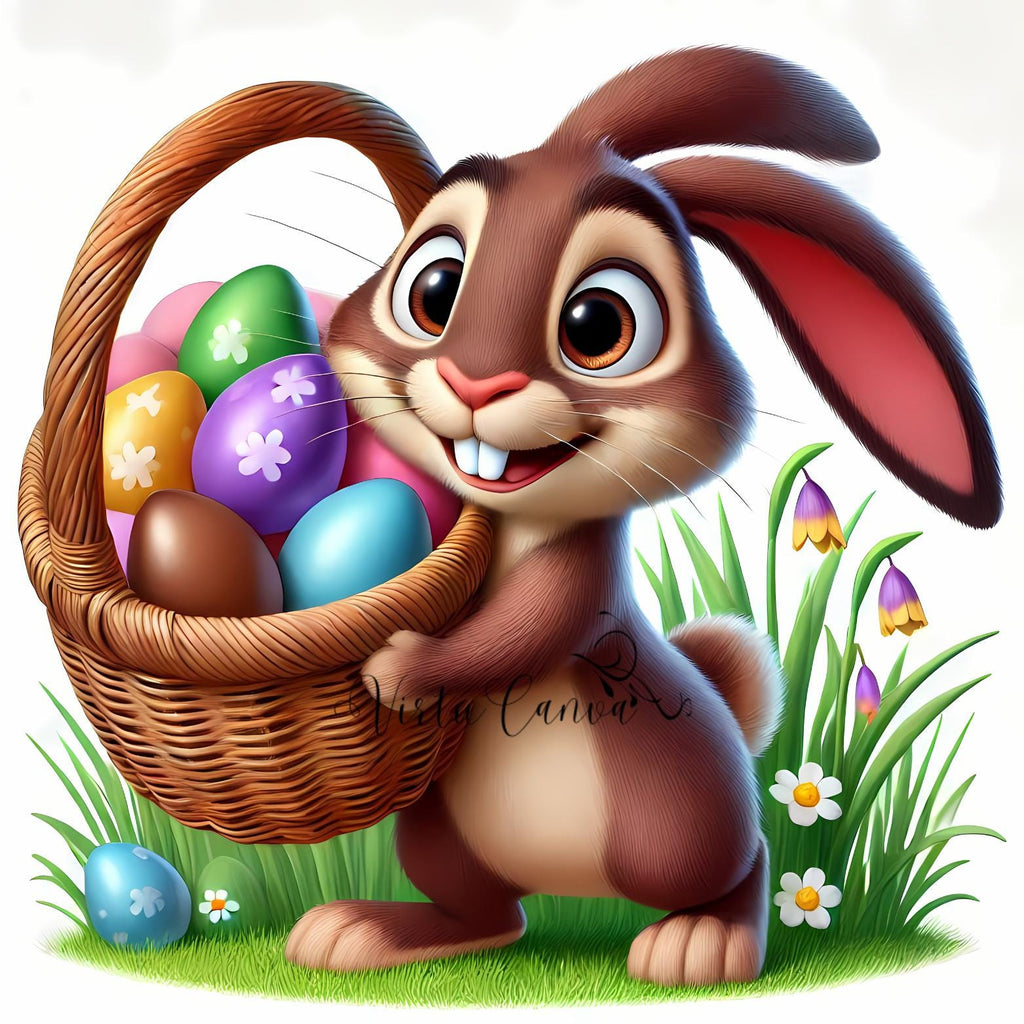 Easter Bunny Watercolor Clipart Bundle – Floral Eggs & Spring Graphics | 18 PNG Instant Download