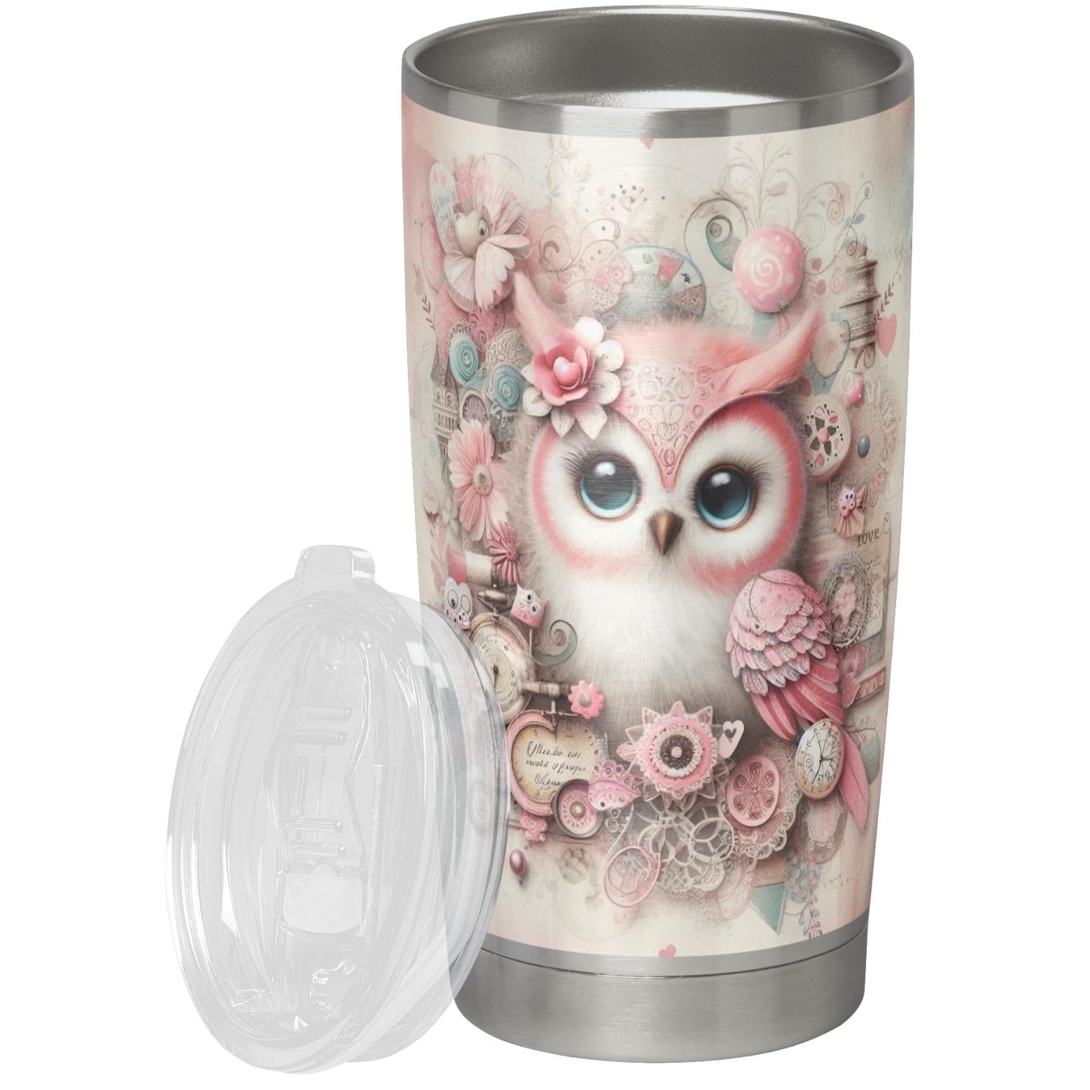 Pink Owl PNG Clipart Bundle, Mixed Media Images (Instant Download)