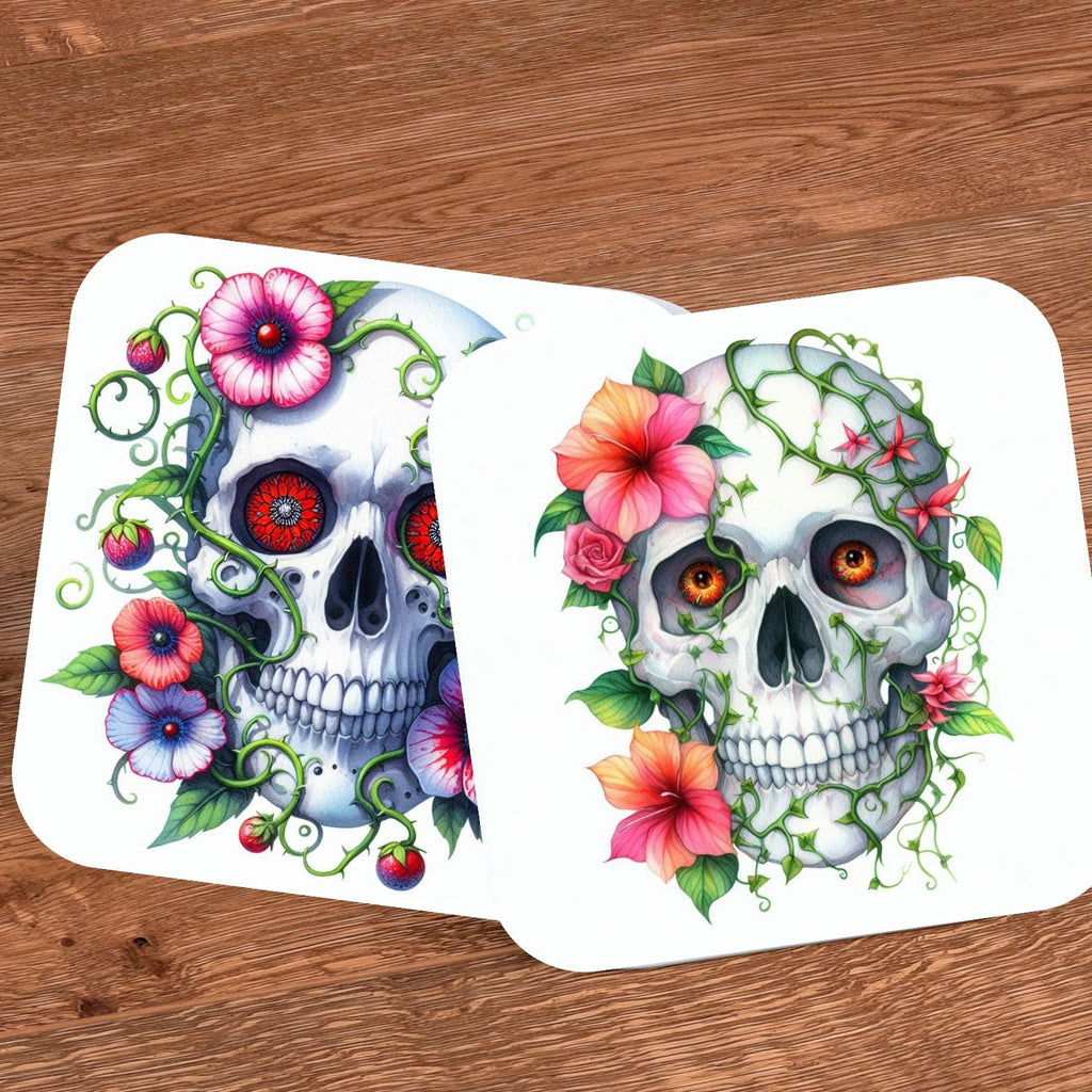 Floral Skull Watercolour Clipart Bundle – 12 PNG Instant Download