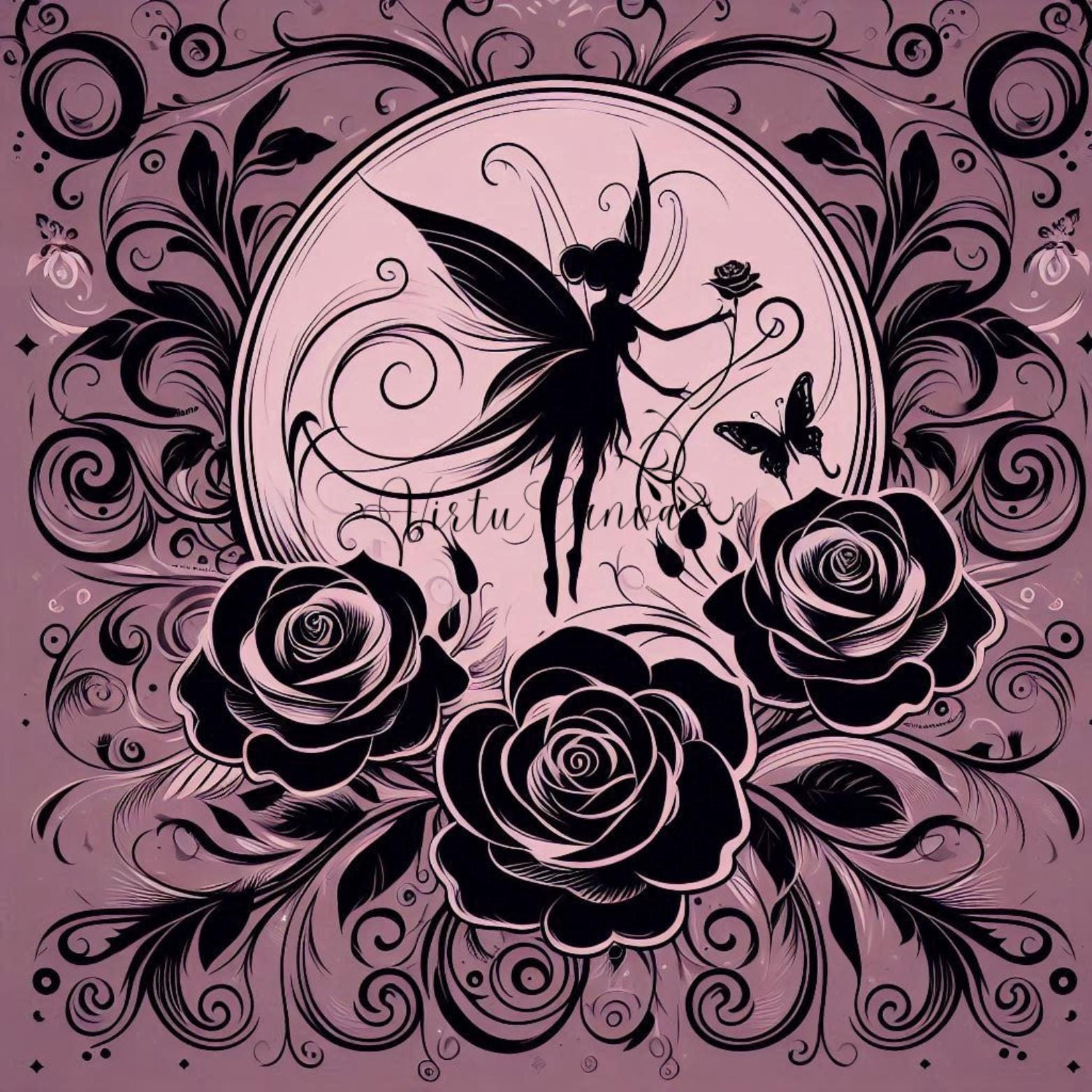 Fairy Silhouette PNG Clipart | Mauve & Black | 14 Digital Images