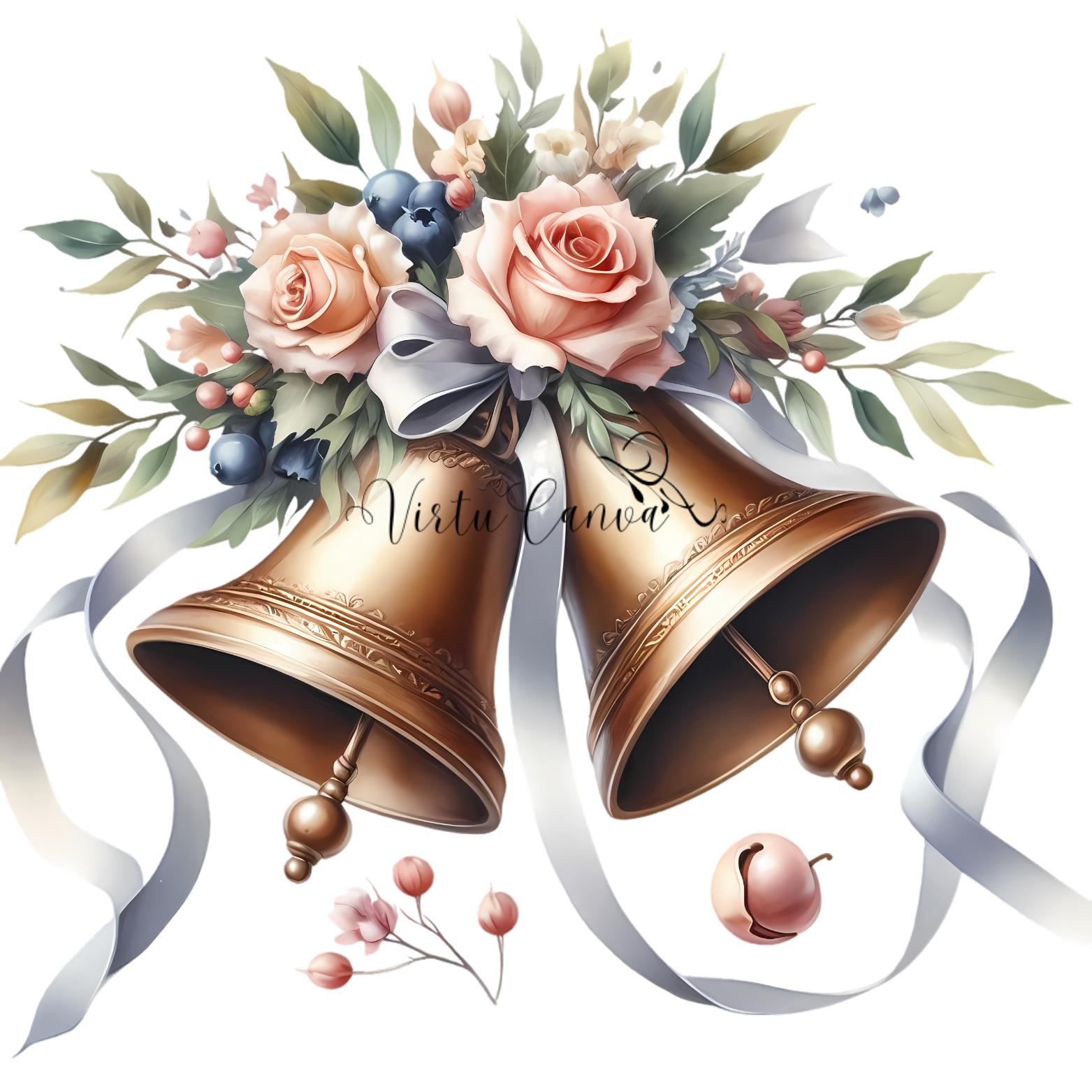 Wedding Clipart Bundle – Floral & Champagne PNG Images | 26 PNG Instant Download