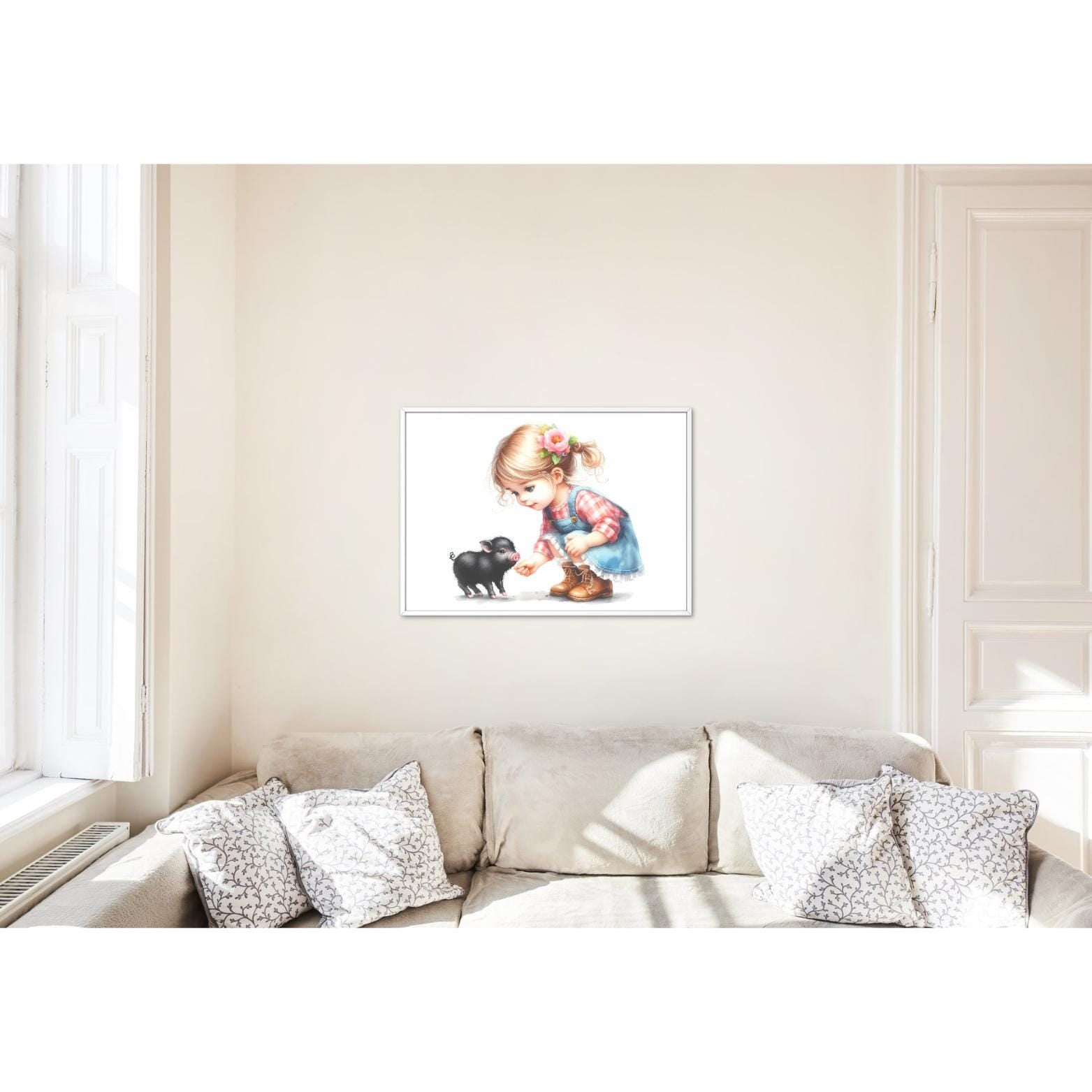 Watercolour Girl & Pig Clipart Bundle – 11 PNG Instant Download