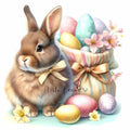 Easter Bunny Watercolor Clipart Bundle – Floral Eggs & Spring Graphics | 18 PNG Instant Download