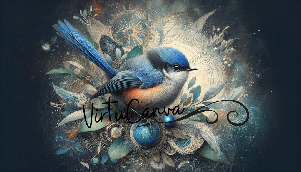 Blue Wren PNG Clipart Bundle, Mixed Media Bird Art (Instant Download)