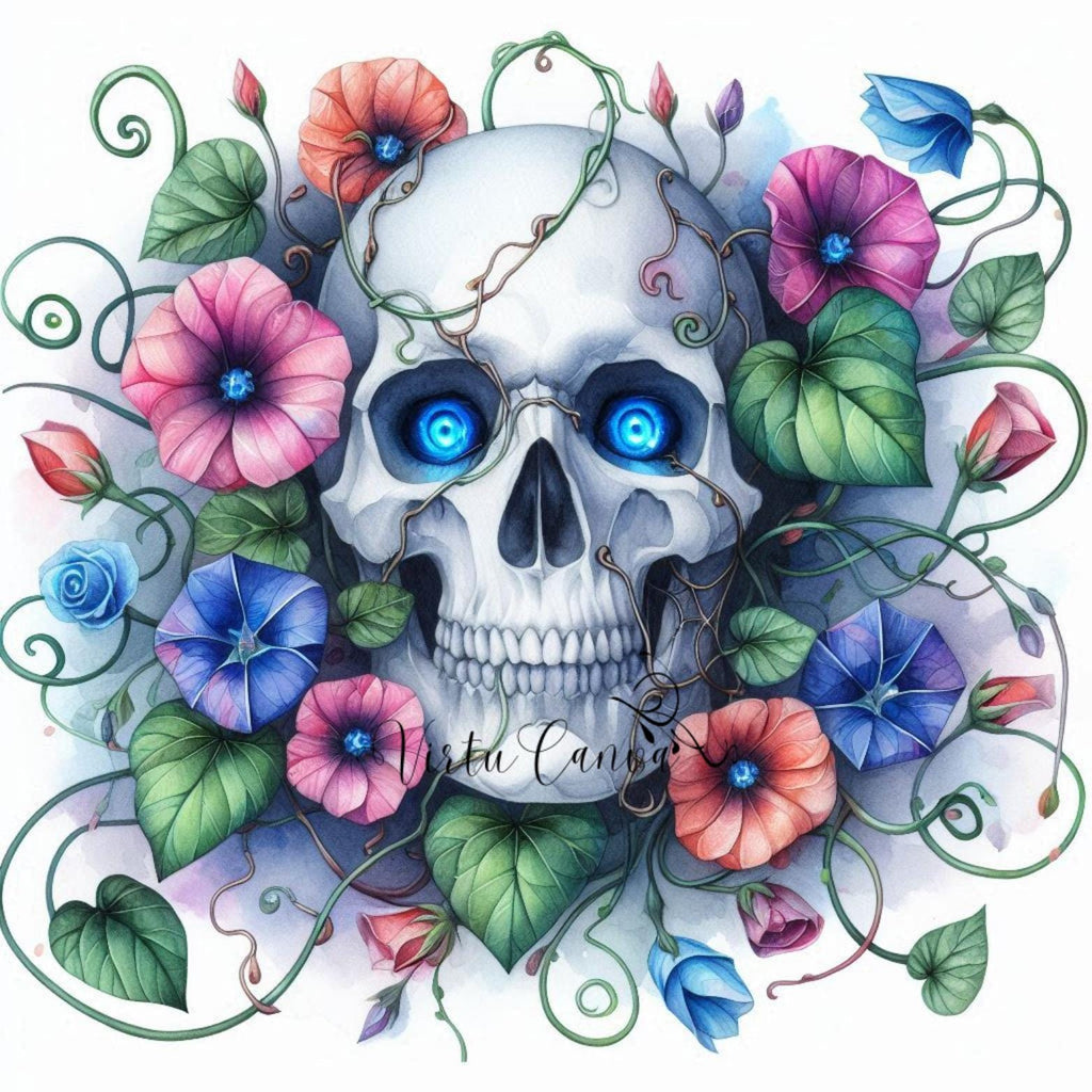 Floral Skull Watercolour Clipart Bundle – 12 PNG Instant Download