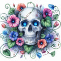 Floral Skull Watercolour Clipart Bundle – 12 PNG Instant Download