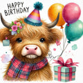 Highland Cow Birthday PNG Clipart, Watercolour Images (Digital Download)