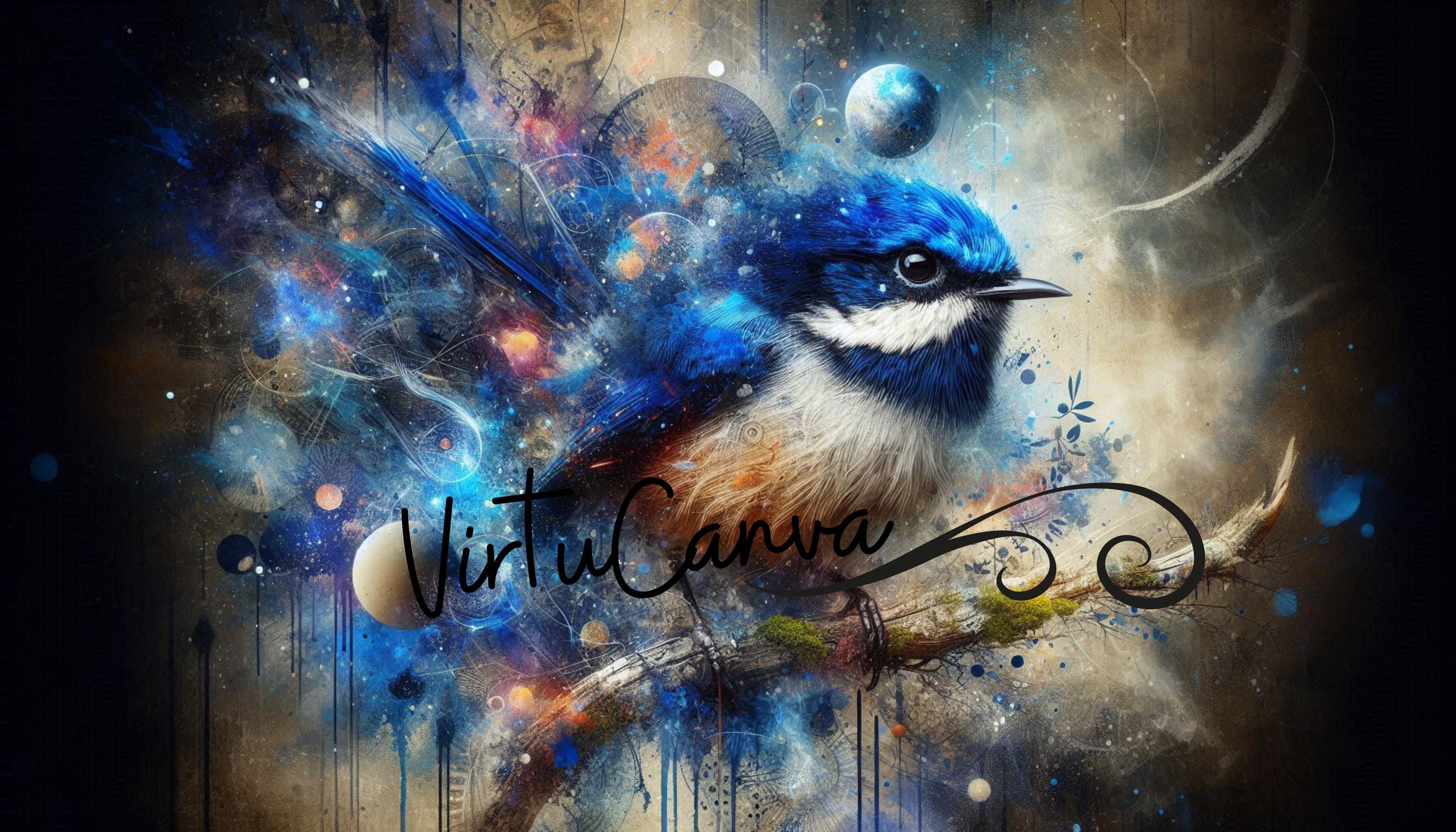 Blue Wren PNG Clipart Bundle, Mixed Media Bird Art (Instant Download)