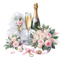Wedding Clipart Bundle – Floral & Champagne PNG Images | 26 PNG Instant Download