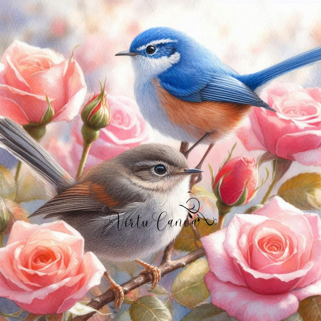 Blue Wren Watercolour Clipart Bundle – Superb Fairy Wren | 15 PNG Instant Download
