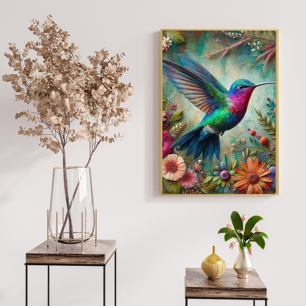 Vibrant Hummingbird Clipart Bundle – Mixed Media Bird PNG | 14 PNG Instant Download