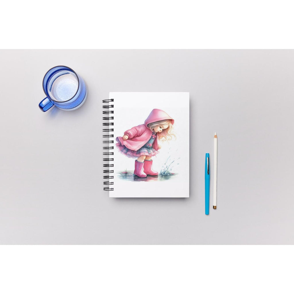 Watercolour Girl in Rain Clipart – Pink Umbrella & Gumboots | 10 PNG Instant Download