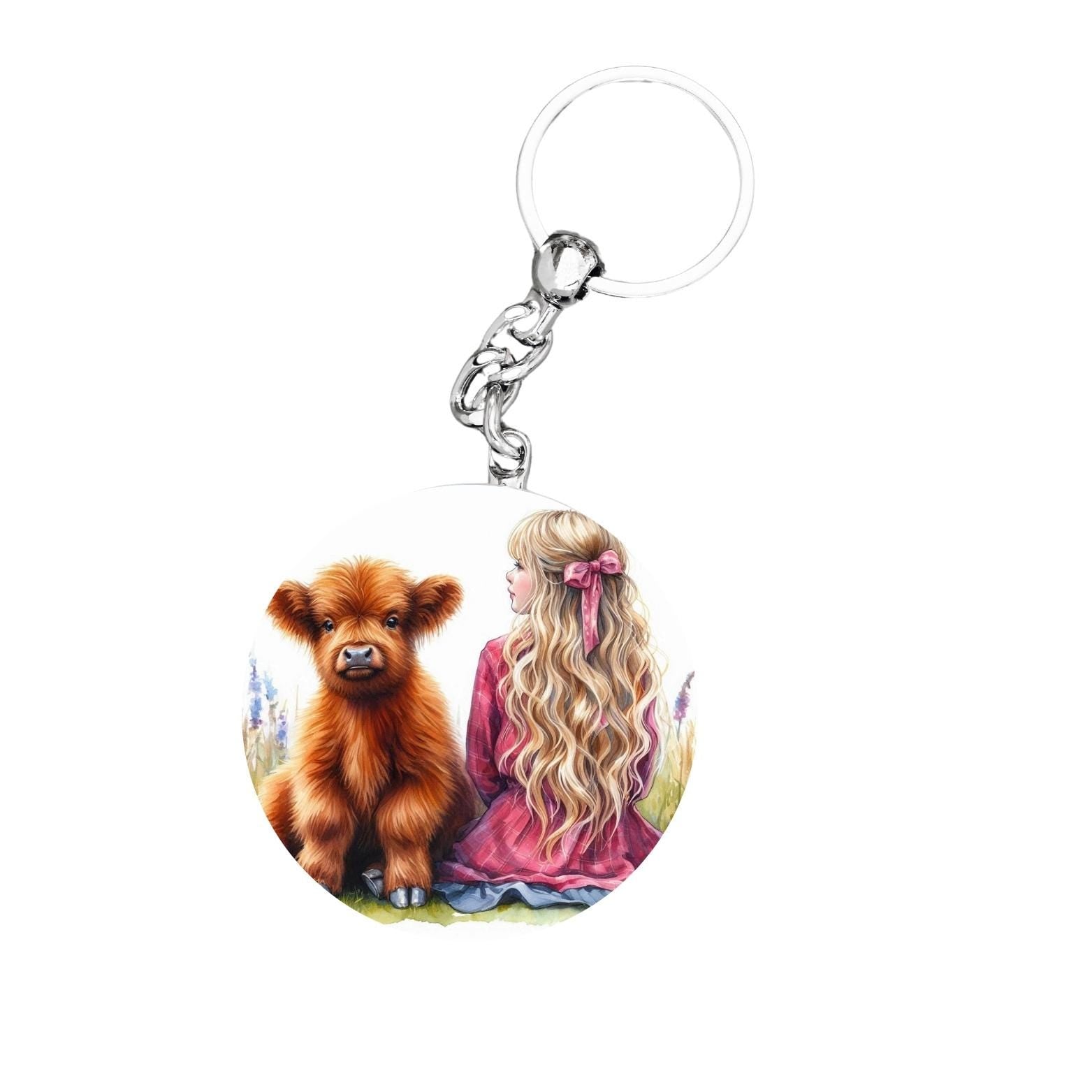 Highland Cow Watercolour Clipart – Girl & Cow | 13 PNG Instant Download