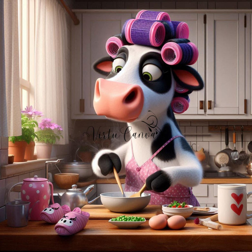 Funny Housework Cow PNG Clipart | 18 Digital Images | Instant Download