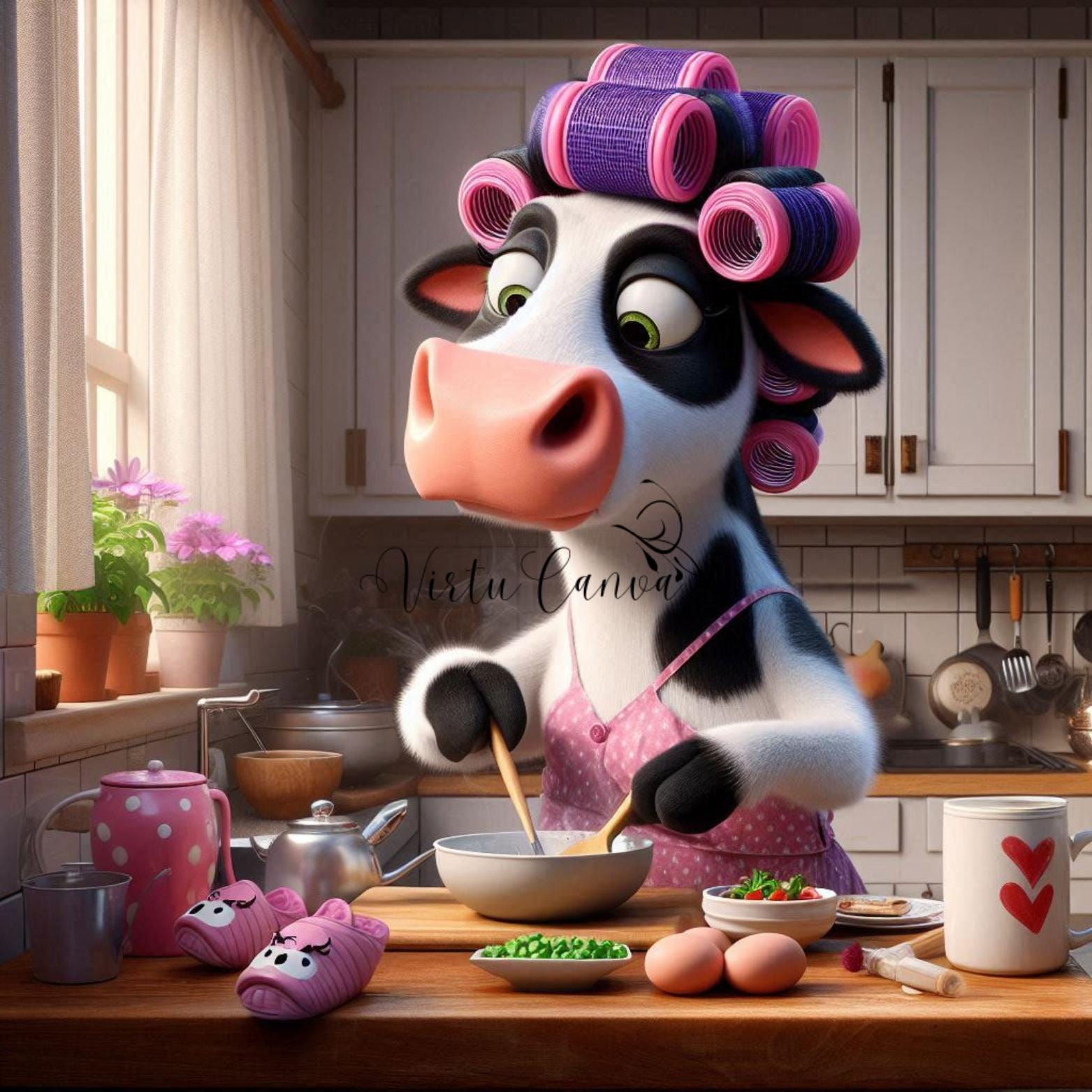 Funny Housework Cow PNG Clipart | 18 Digital Images | Instant Download