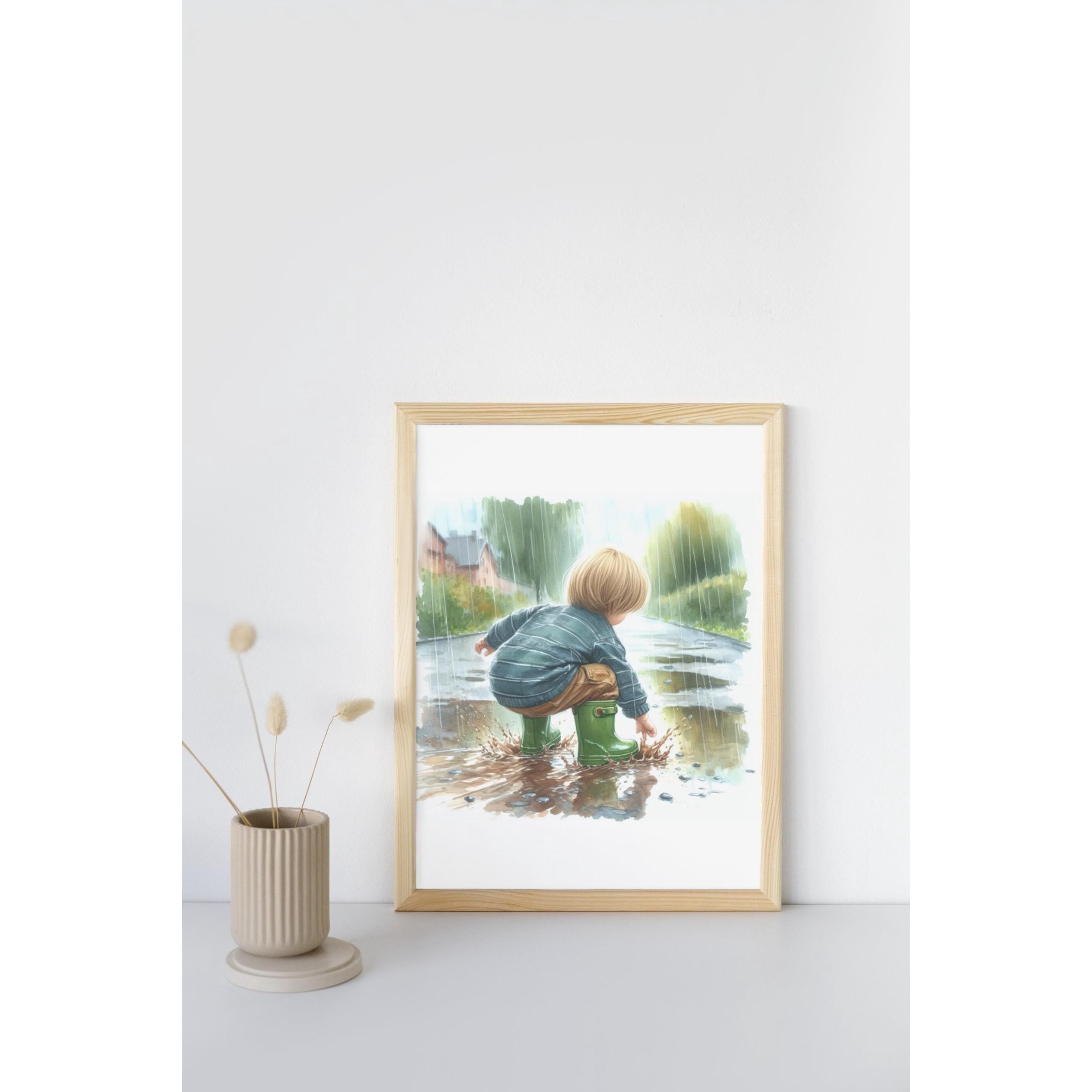 Muddy Puddles Boy PNG Clipart | 10 Rainy Day Digital Images | Instant Download