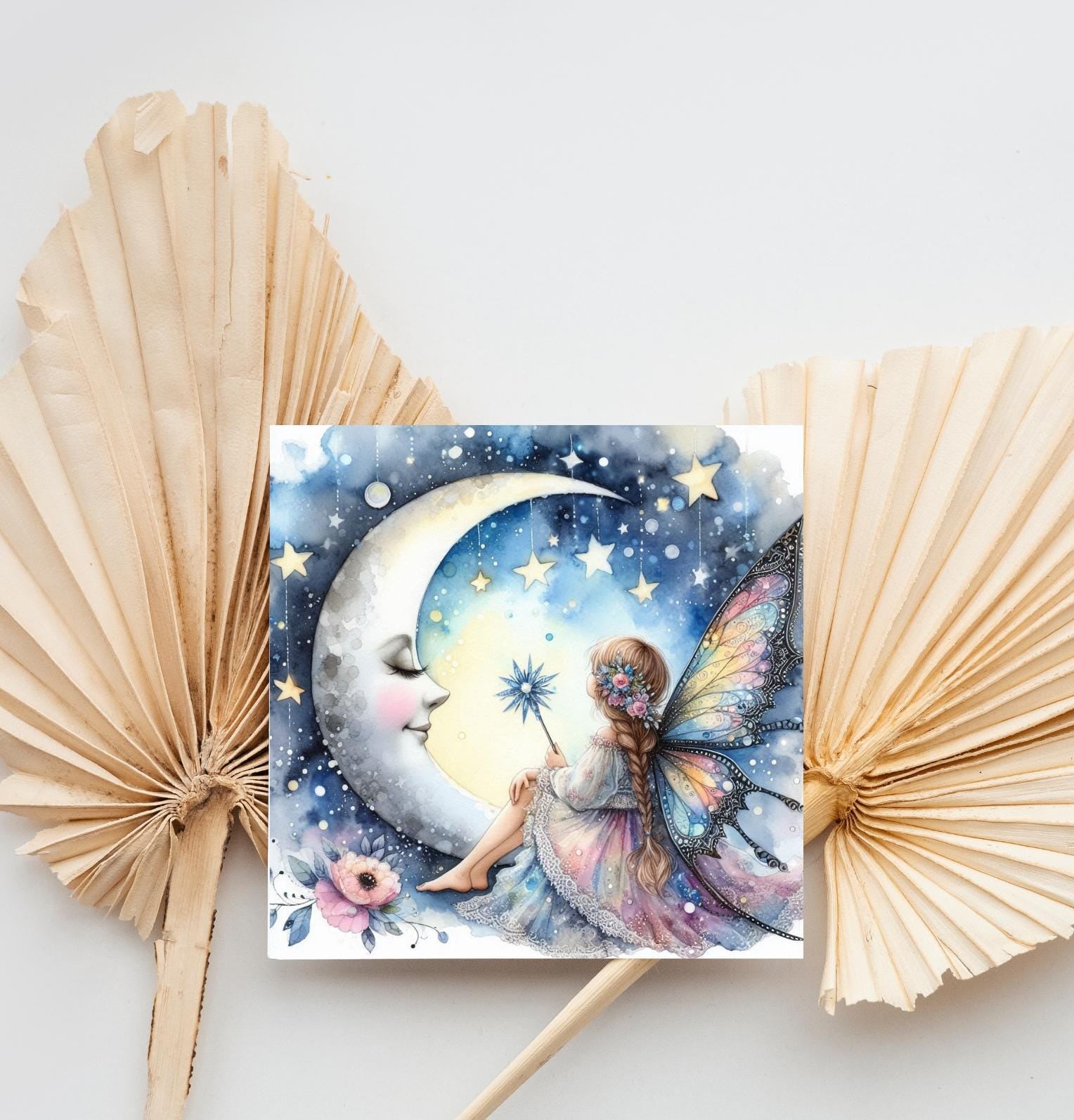 Watercolour Fairy & Moon Clipart Bundle – 9 PNG Instant Download