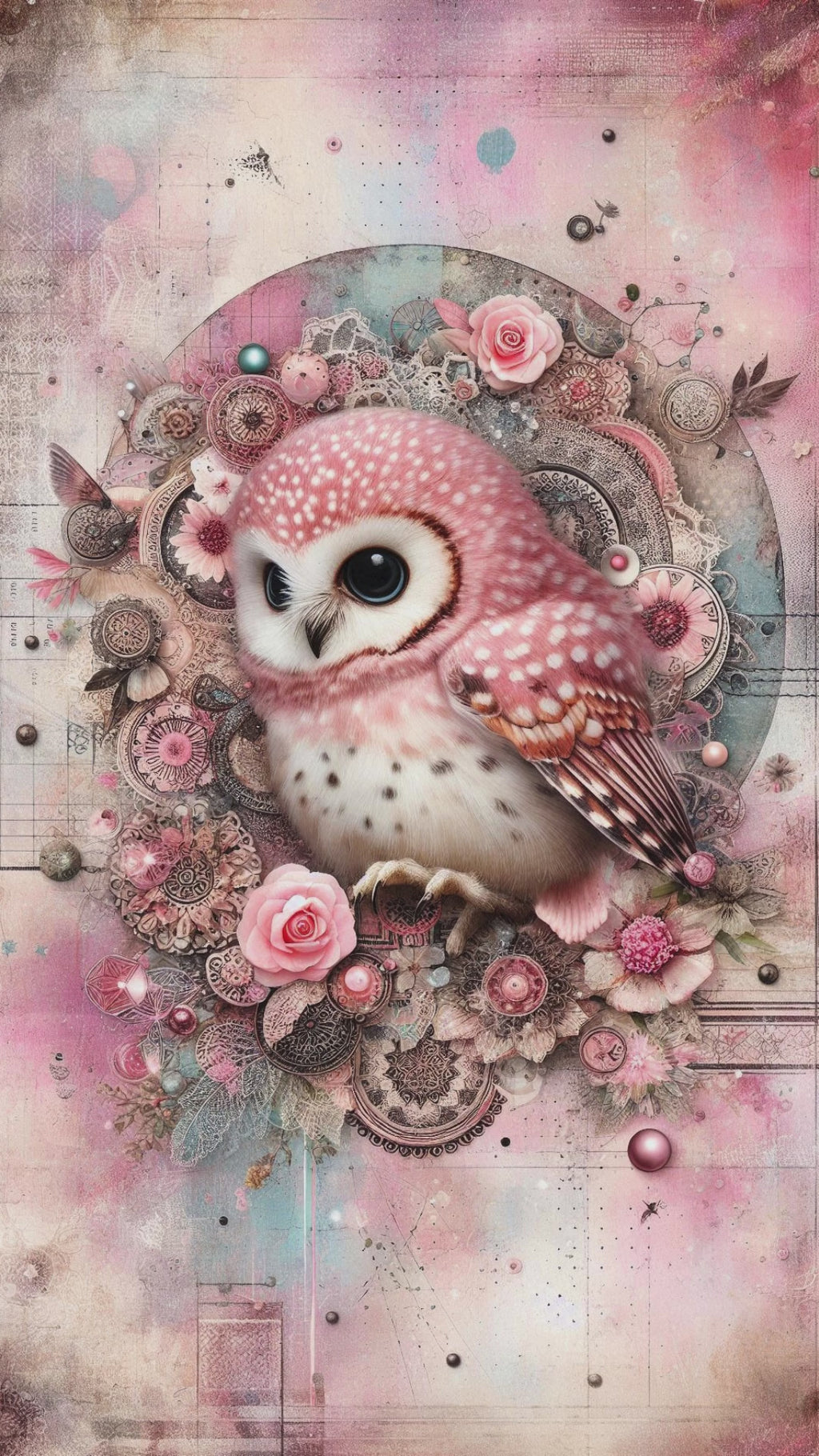 Pink Owl PNG Clipart Bundle, Mixed Media Images (Instant Download)