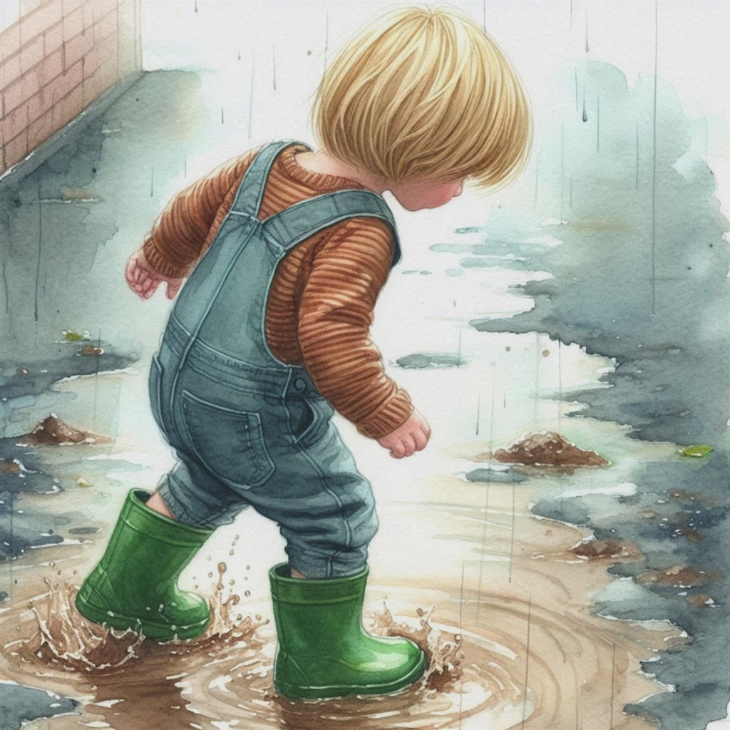 Muddy Puddles Boy PNG Clipart | 10 Rainy Day Digital Images | Instant Download