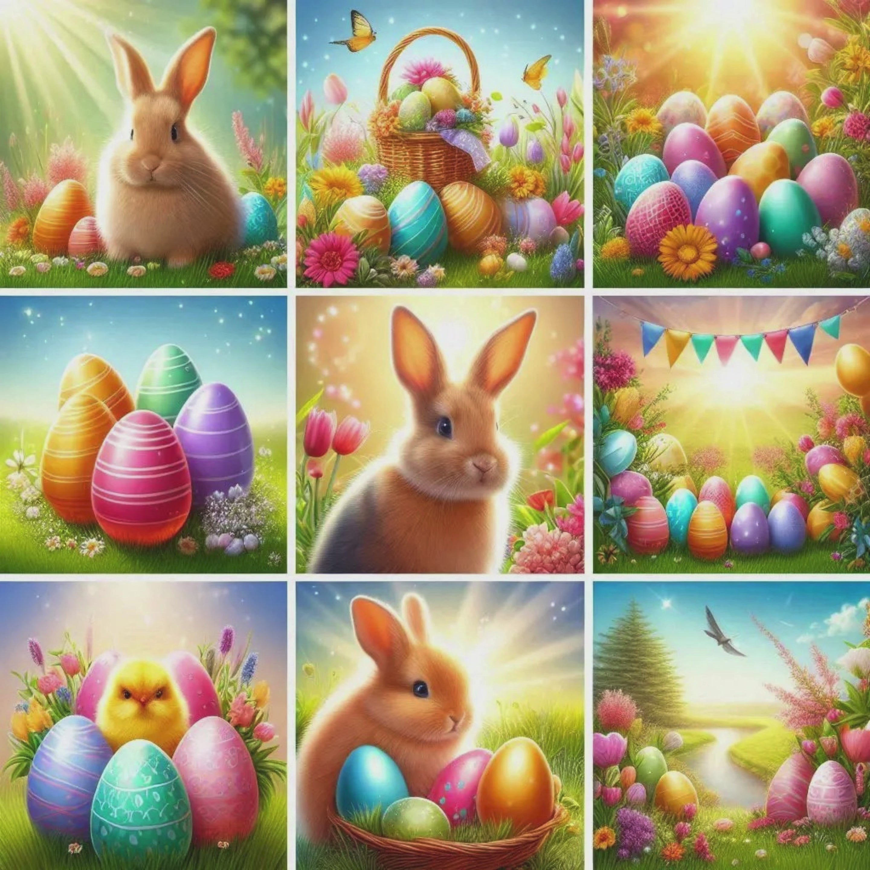 Easter Watercolour Clipart Bundle – Bunny & Eggs | 7 PNG Instant Download