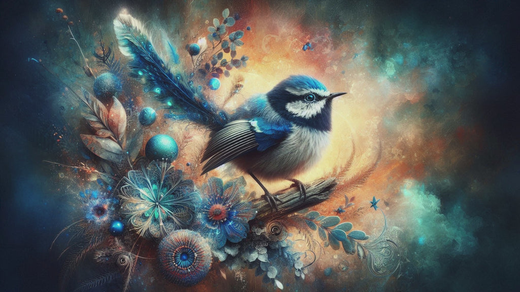 Blue Wren PNG Clipart Bundle, Mixed Media Bird Art (Instant Download)