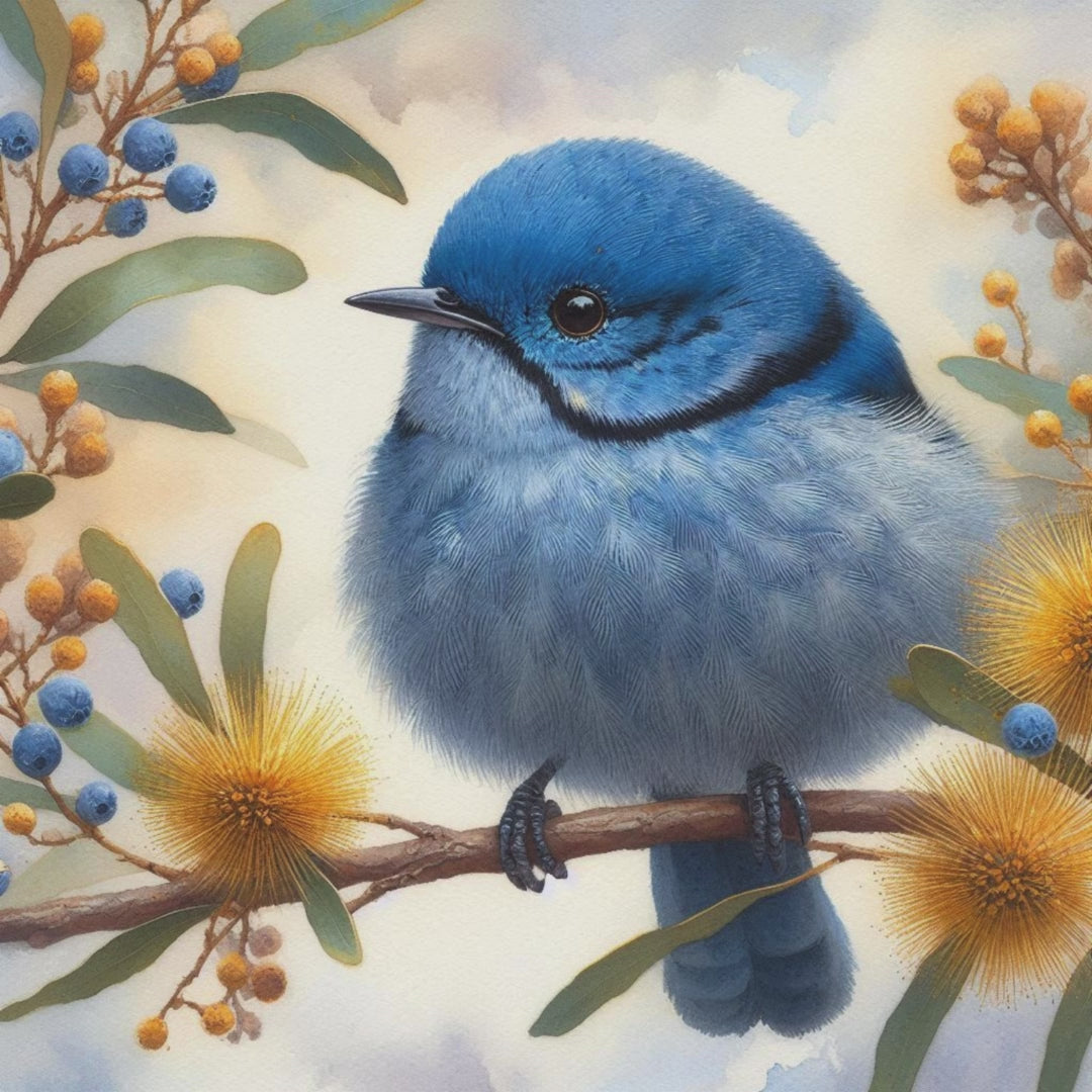 Blue Wren Watercolour Clipart Bundle – Superb Fairy Wren | 15 PNG Instant Download
