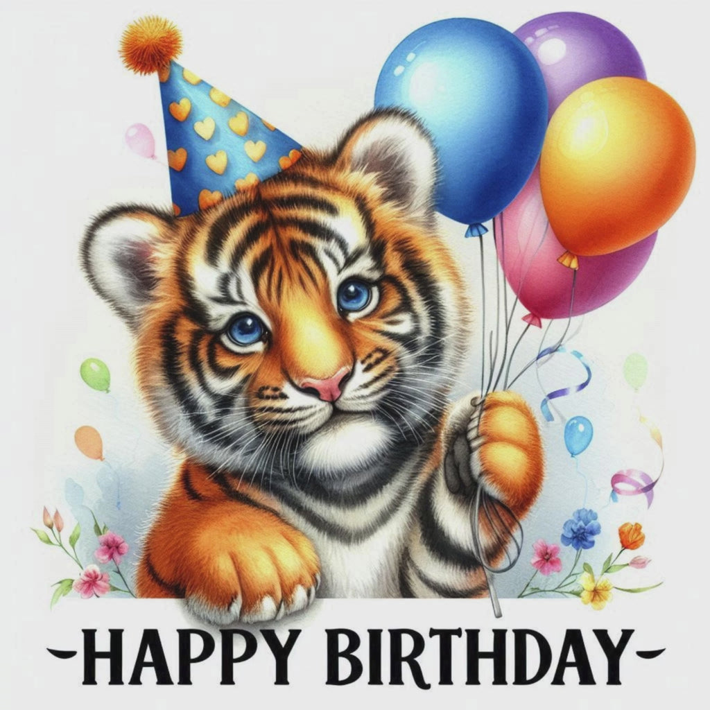African Animal Happy Birthday Clipart, Watercolour PNG Images (Digital Download)