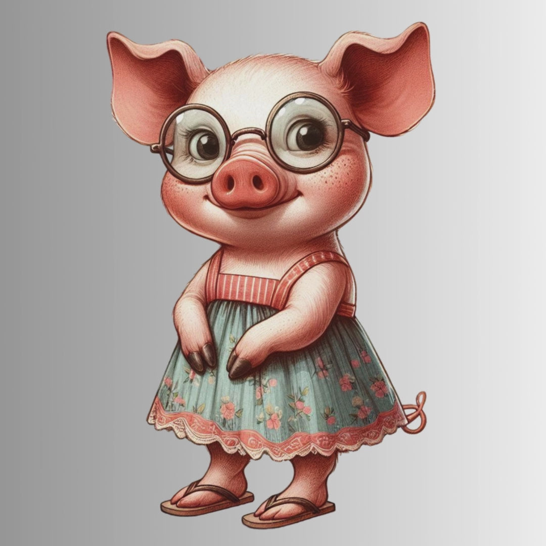 Cute Farm Animals with Glasses Clipart Bundle – 18 PNG Instant Download