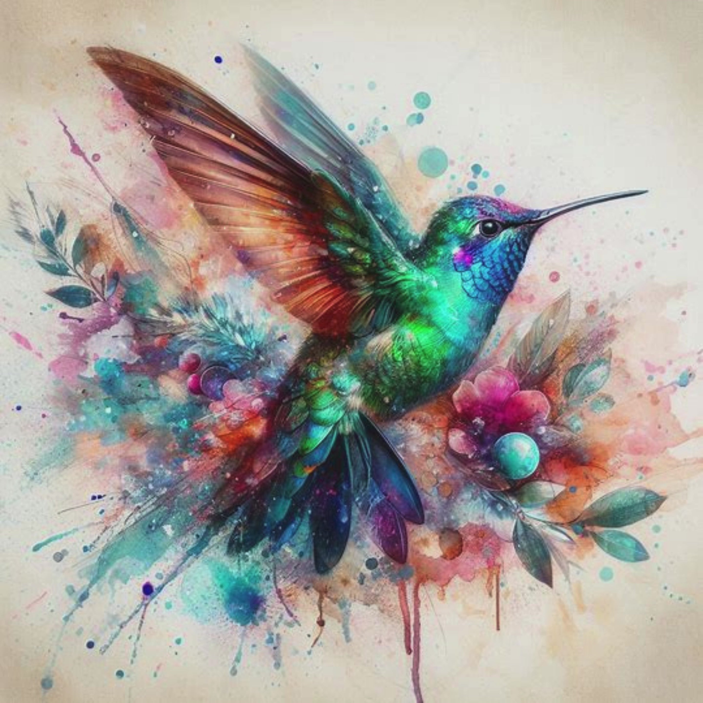Vibrant Hummingbird Clipart Bundle – Mixed Media Bird PNG | 14 PNG Instant Download